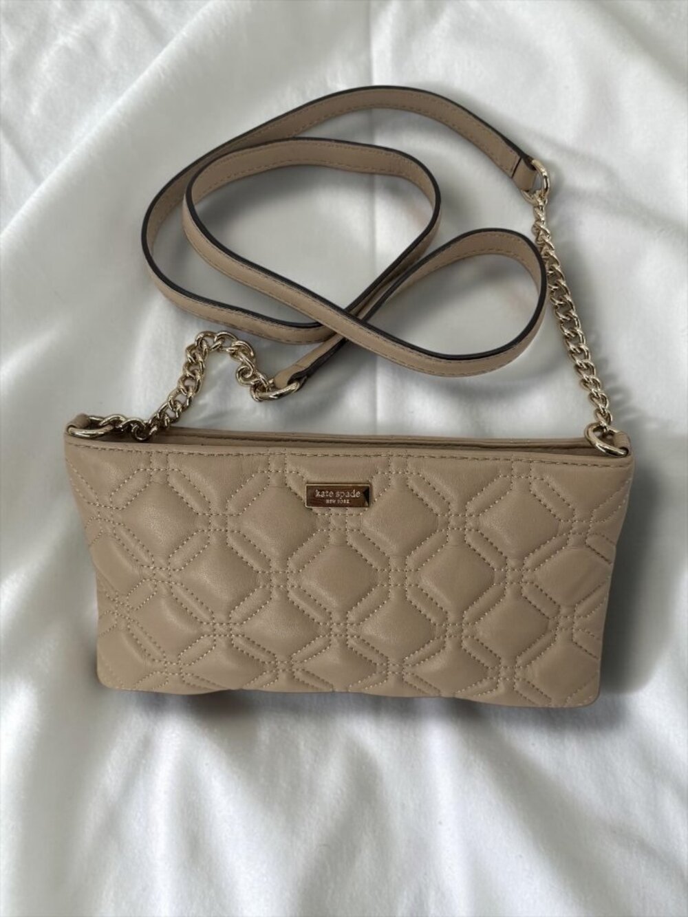 Kate Spade Nude Quilted Leather Geometric Bag
